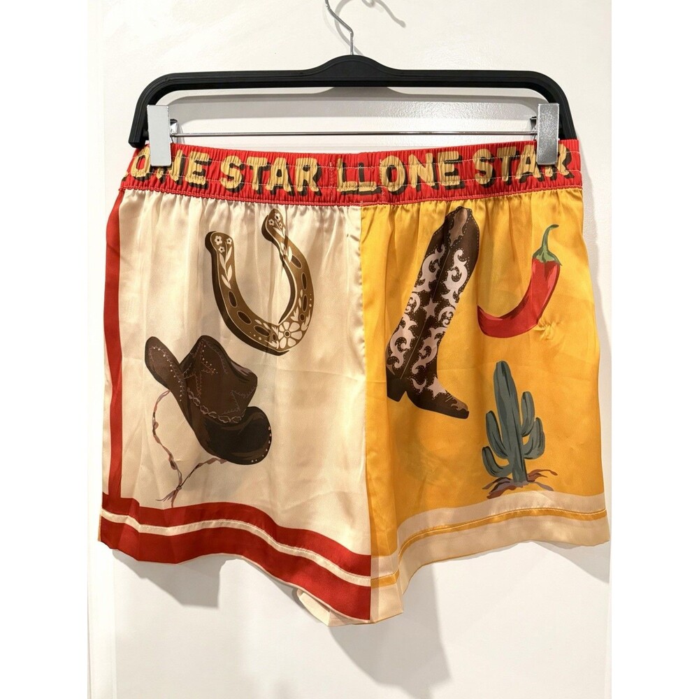 Show Me Your MUMU Home and Away PJ Set Lone Star Silky Shorts Women Size Medium - Picture 13 of 16